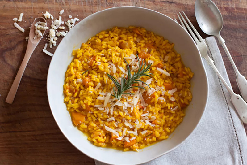 Risoto de abóbora e açafrão